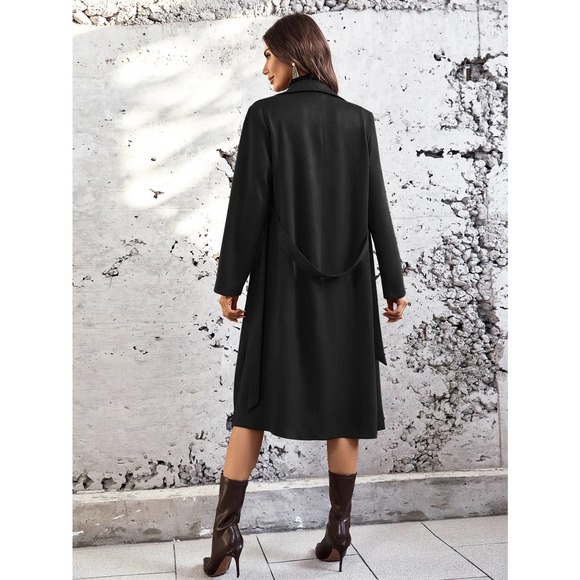 minimalist Lapel collar Belted trench Coat - Picture 4 of 4
